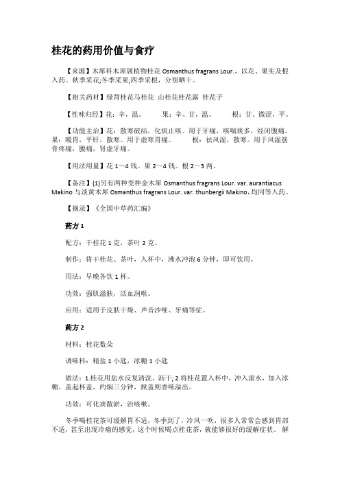 桂花的药用价值与食疗