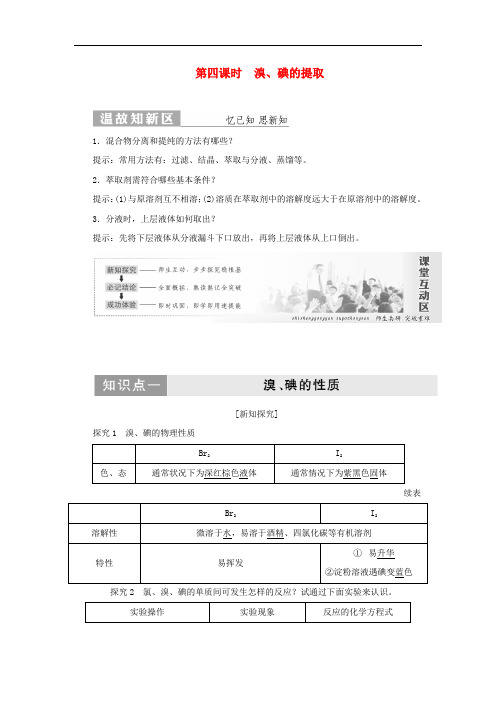 2019高中化学专题2第一单元第四课时溴碘的提取讲义含解析苏教版必修1