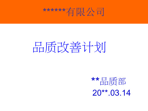 品质改善计划-模板