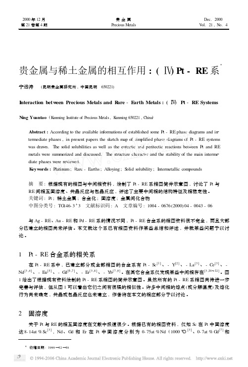 贵金属与稀土金属的相互作用_Pt_RE系