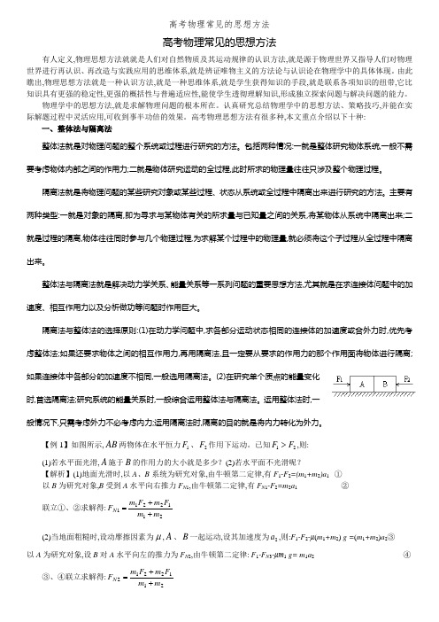 高考物理常见的思想方法