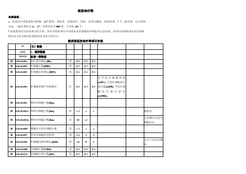 陕西医疗收费标准