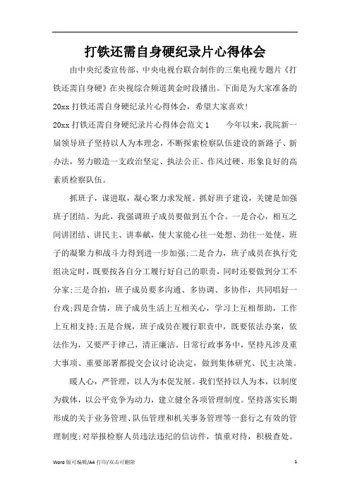 打铁还需自身硬纪录片心得体会(精编版)