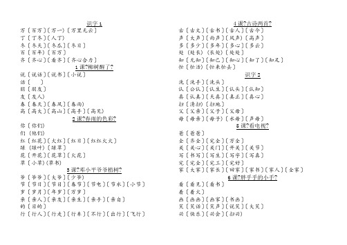 一年级下册会写生字的组词积累
