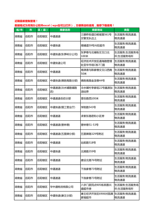 2020新版湖南省岳阳市中通快递工商企业公司商家名录名单黄页联系方式大全55家