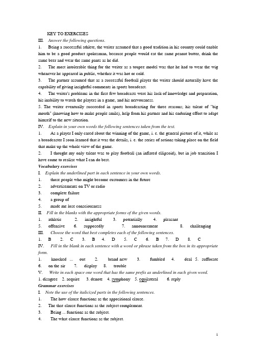 KEY TO EXERCISES-unit 4