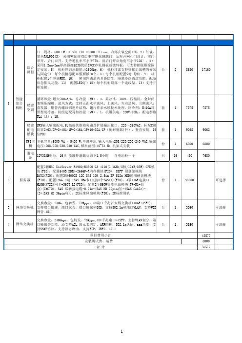 办公机房设备报价单