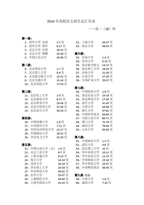 2016年自主招生统计