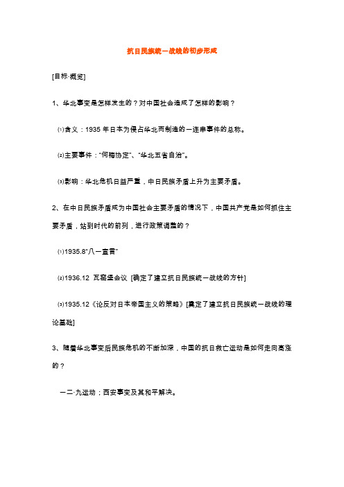 抗日民族统一战线的初步形成