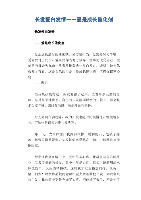 中学生满分作文精选：长发爱白发情――爱是成长催化剂