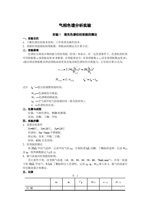 气相色谱分析实验