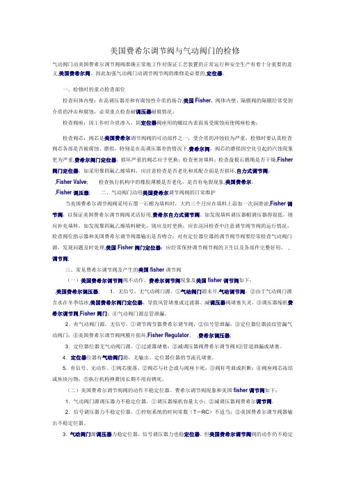 美国费希尔调节阀与气动阀门的检修