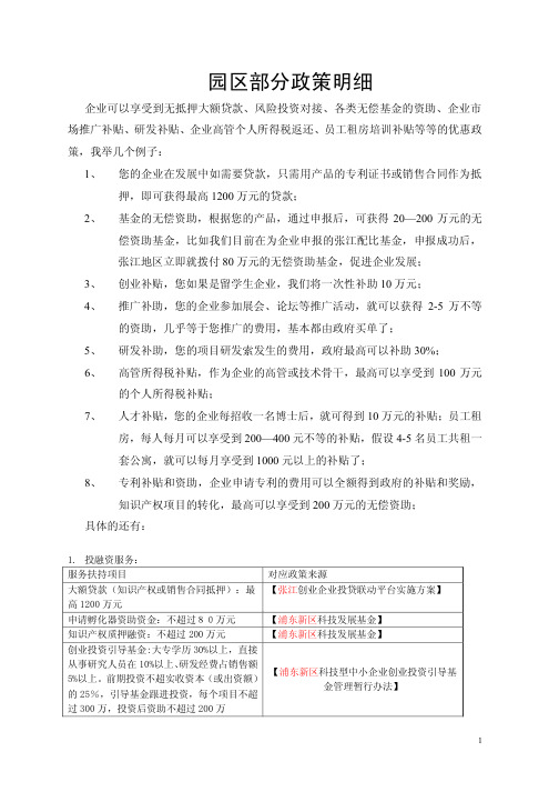 张江高科技园区政策