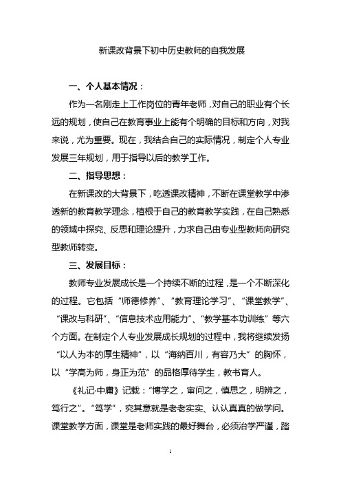 新课改背景下初中历史教师的自我发展