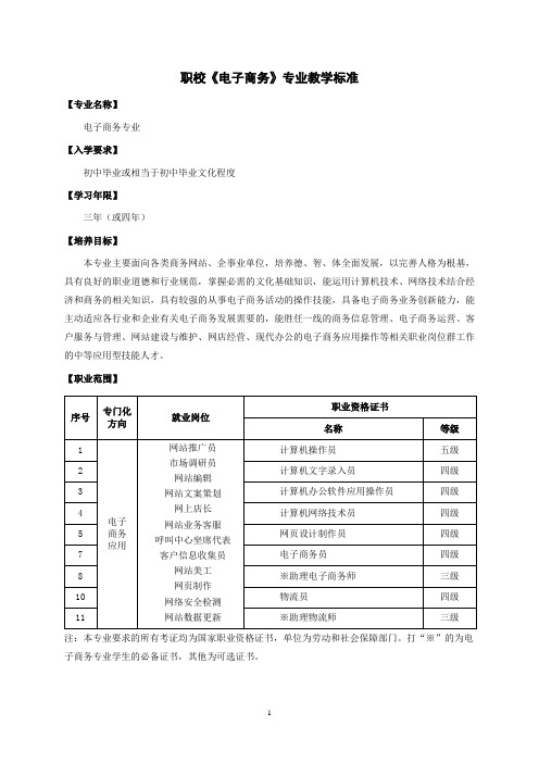 电子商务专业标准