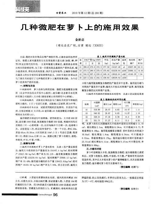 几种微肥在萝卜上的施用效果