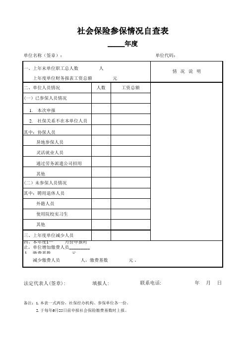 社会保险自查表