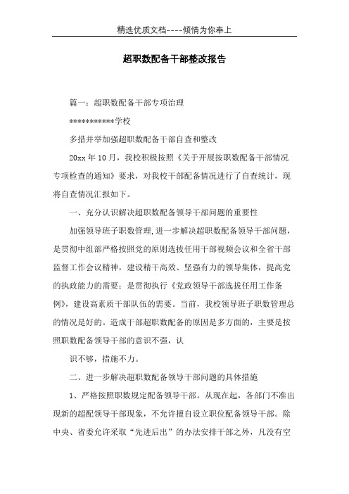 超职数配备干部整改报告(共6页)