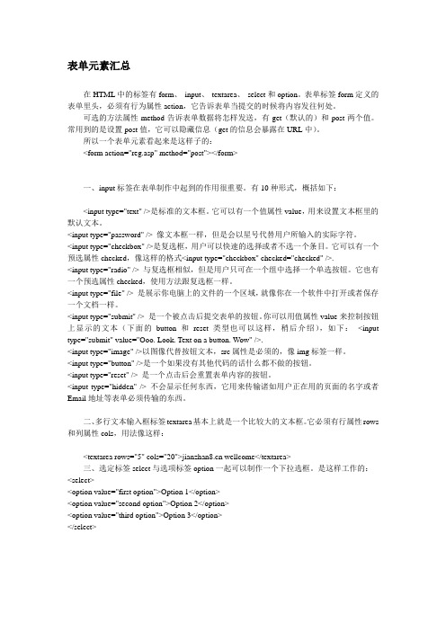 表单元素汇总