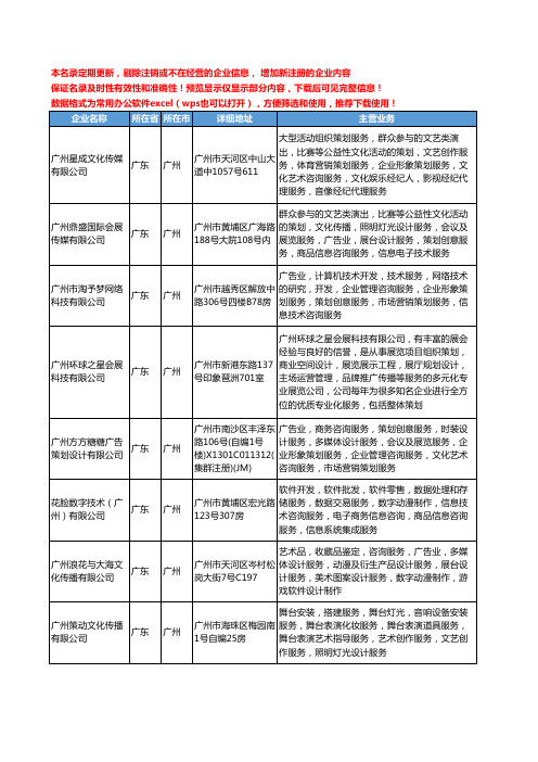 新版广东省广州设计创意工商企业公司商家名录名单联系方式大全1773家