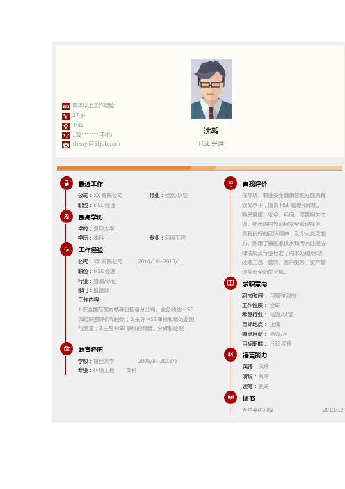 HSE经理个人简历求职简历