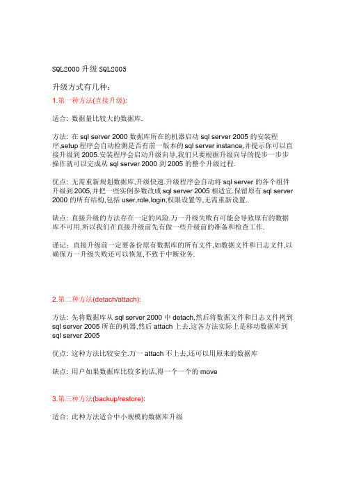 SQL2000升级至SQL2005