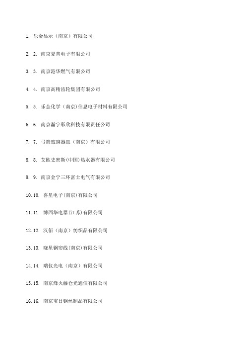 南京经济技术开发区企业目录