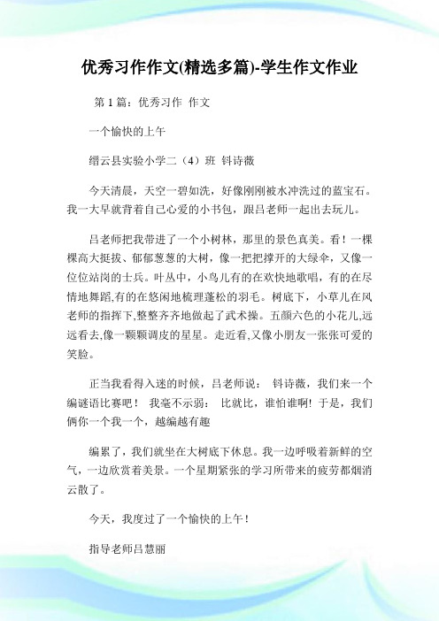 优秀习作作文(精选多篇)-学生作文作