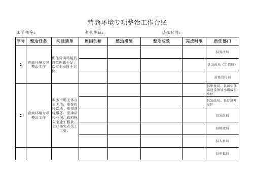 营商环境专项整治工作台账