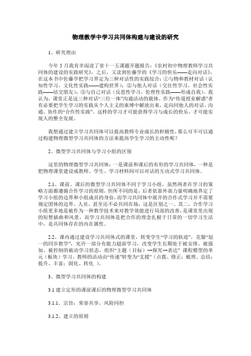 物理教学中学习共同体构建与建设的研究