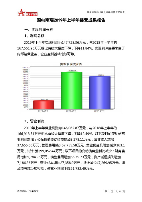 国电南瑞2019年上半年经营成果报告