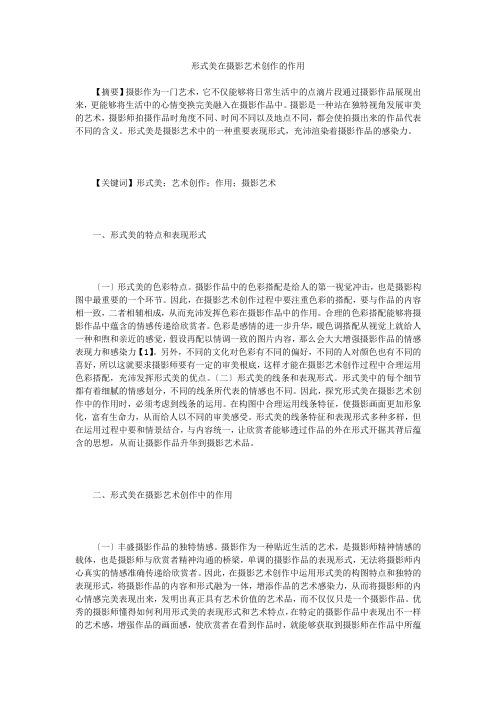 形式美在摄影艺术创作的作用