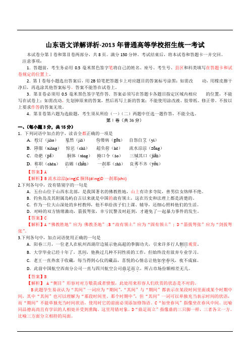 2013年高考山东语文详解详析