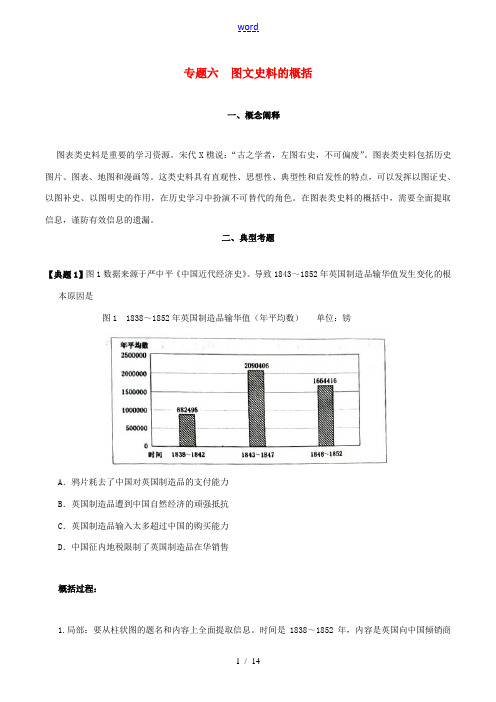 高考历史《史料、史观与史论研习》专项训练六 图文史料的概括-人教版高三全册历史试题