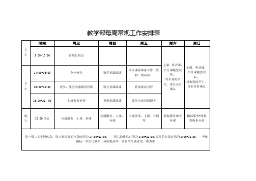 教学部每周常规工作安排表