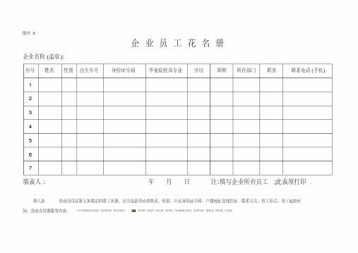 企业员工花名册