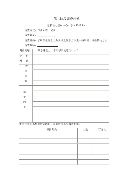 学生注意力不集中的原因调查问卷