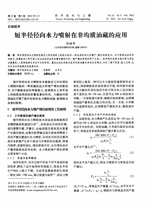 短半径径向水力喷射在非均质油藏的应用