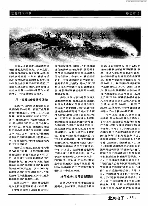 演绎精彩无限——2006年国内移动运营业发展回眸