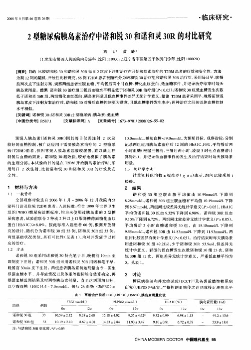 2型糖尿病胰岛素治疗中诺和锐30和诺和灵30R的对比研究