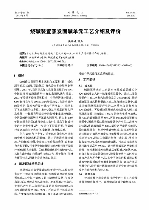 烧碱装置蒸发固碱单元工艺介绍及评价