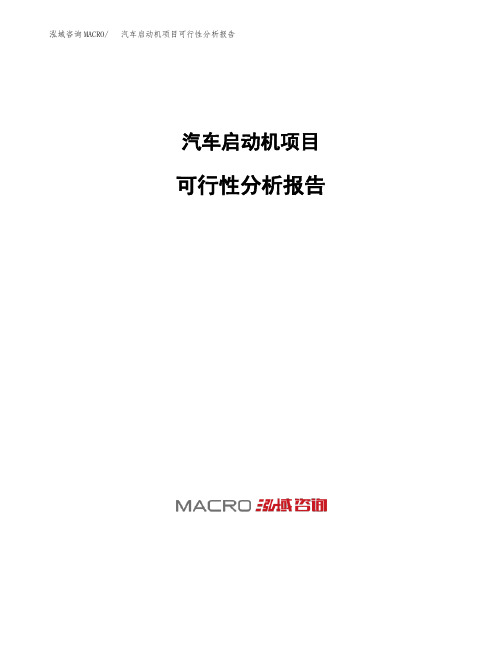 汽车启动机项目可行性分析报告