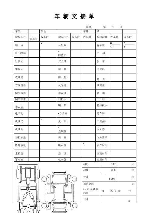 汽车租赁车辆交接单