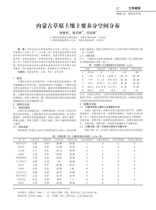 内蒙古草原土壤主要养分空间分布