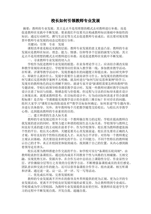 校长如何引领教师专业发展