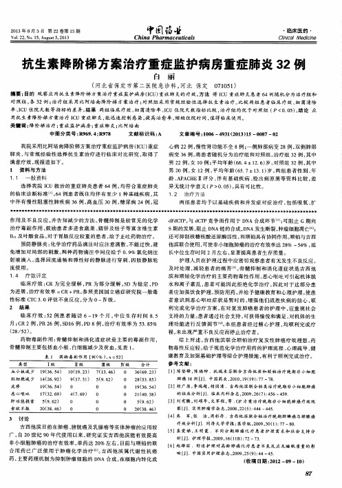 抗生素降阶梯方案治疗重症监护病房重症肺炎32例