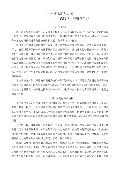 让一滴水汇入大海——我的班干部培养案例