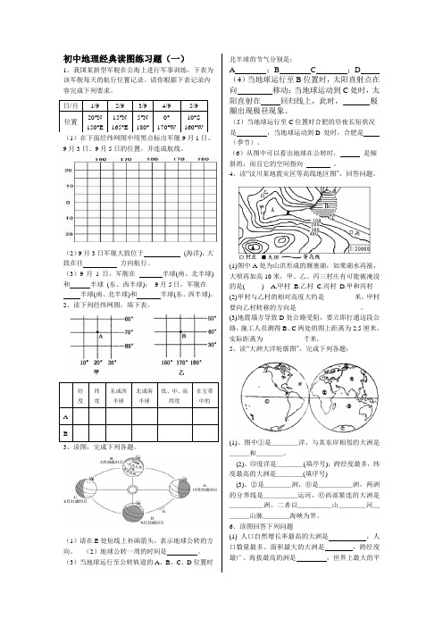 初中地理经典读图练习题(一)