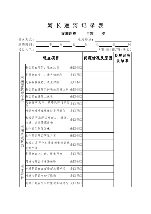 河长巡河记录表