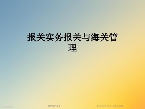 报关实务报关与海关管理